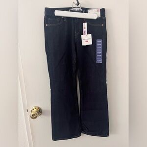 NWT Uniqlo Selvedge Ankle Dark Wash Blue Jeans Flare Mid Rise Slim 24